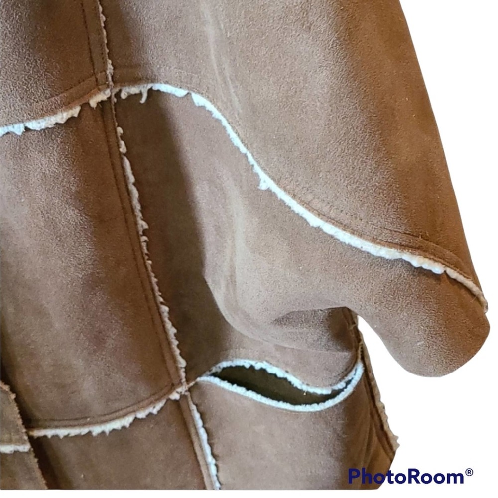 Chicos Jacket Womens Sz 8 Brown White Fleece Inside Suede Outside - Picture 4 of 8